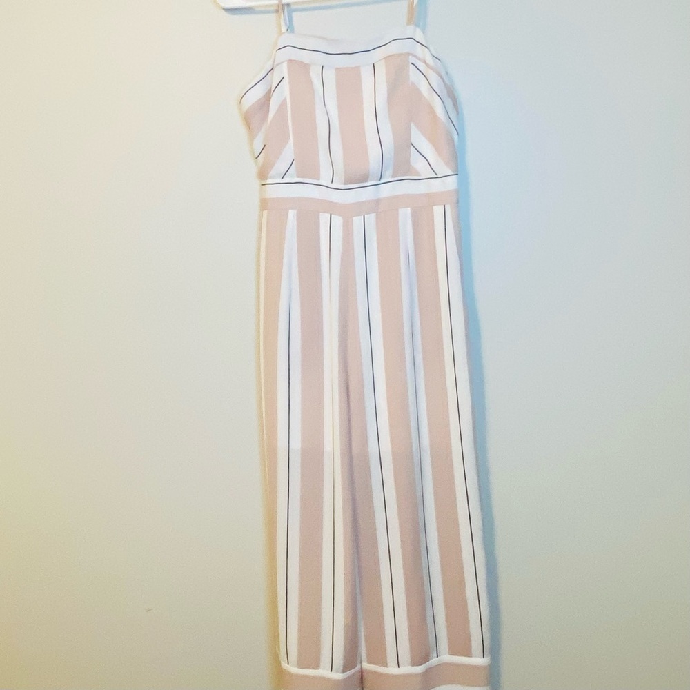 Striped Beige and White Jumpsuit